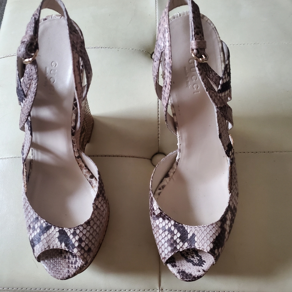 Gucci snake skin platform heels